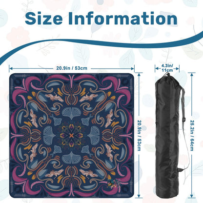 Stitched Heron-Navy Mini Travel Mahjong Mat 20.9"x20.9" (Ship Rolled up)