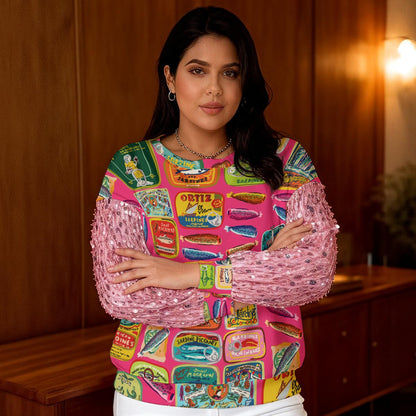 Sequin sleeve sweatshirt- multiple patterns
