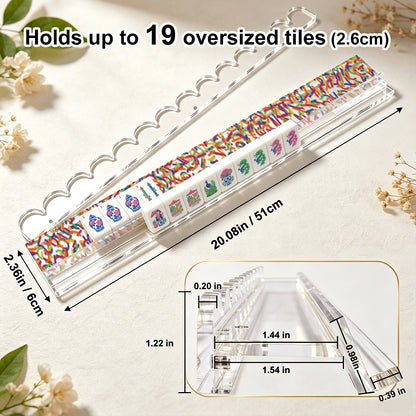 Extended Mahjong Rack Set of 4  Scalloped Magnetic Tile Pusher Choice of Pattern