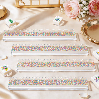 Extended Mahjong Rack Set of 4  Scalloped Magnetic Tile Pusher Choice of Pattern