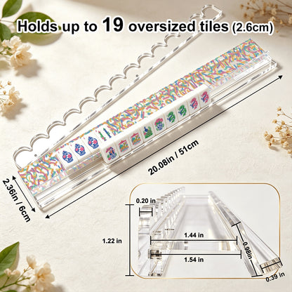 Extended Mahjong Rack Set of 4  Scalloped Magnetic Tile Pusher Choice of Pattern