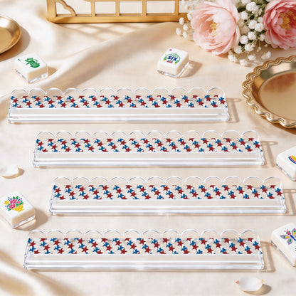 Extended Mahjong Rack Set of 4  Scalloped Magnetic Tile Pusher Choice of Pattern