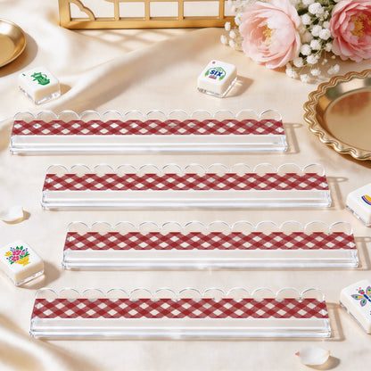 Extended Mahjong Rack Set of 4  Scalloped Magnetic Tile Pusher Choice of Pattern
