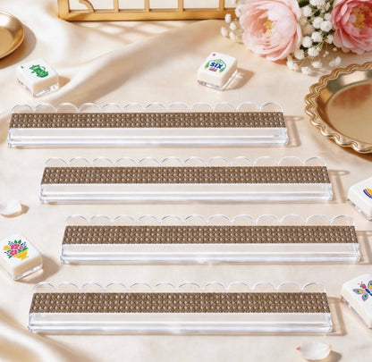 Extended Mahjong Rack Set of 4  Scalloped Magnetic Tile Pusher Choice of Pattern