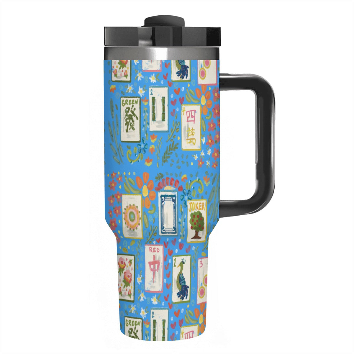 40oz Tumbler with Handle and Straw (Made in USA) - Multiple Designs