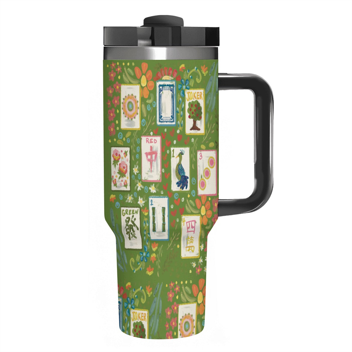40oz Tumbler with Handle and Straw (Made in USA) - Multiple Designs