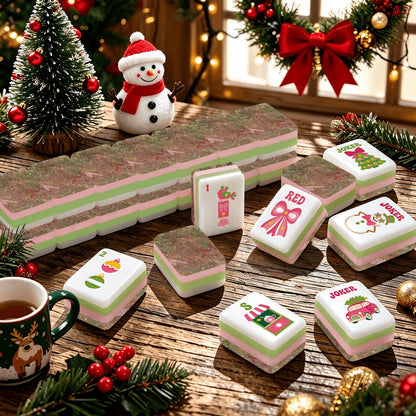 Preppy Pink Christmas Mahjong Tiles -Abstract back options