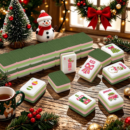 Preppy Pink Christmas Mahjong Tiles -Abstract back options