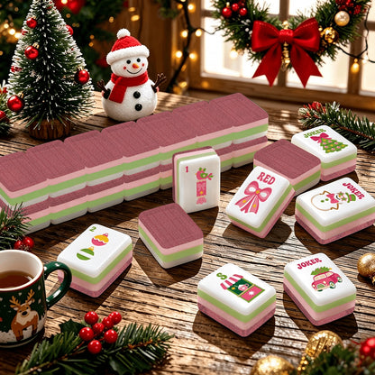Preppy Pink Christmas Mahjong Tiles -Abstract back options