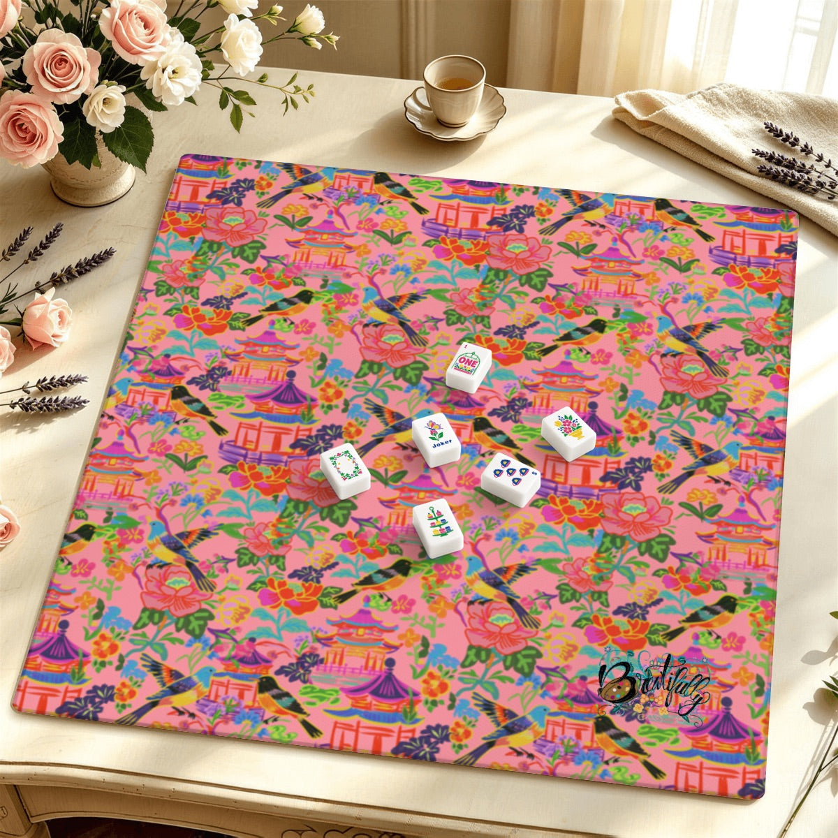 Mahjong Mat SleekSurface (Made in USA) Poppin' Pagodas