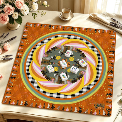 Mahjong Mat SleekSurface (Made in USA) Trick or Treat - Retro- multiple colorways