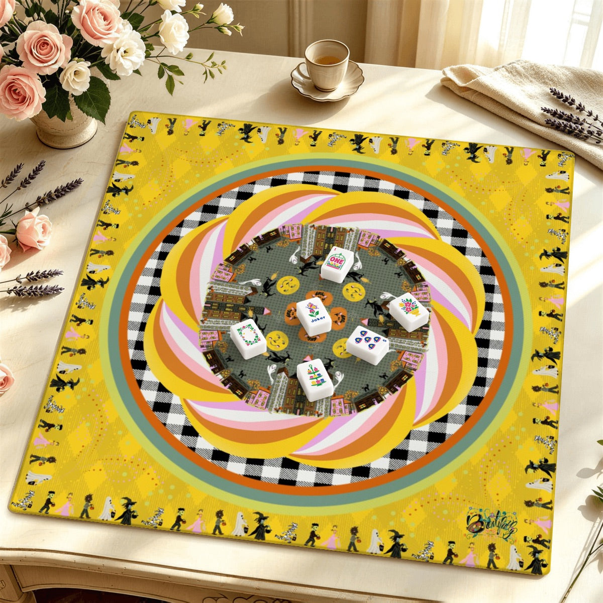 Mahjong Mat SleekSurface (Made in USA) Trick or Treat - Retro- multiple colorways