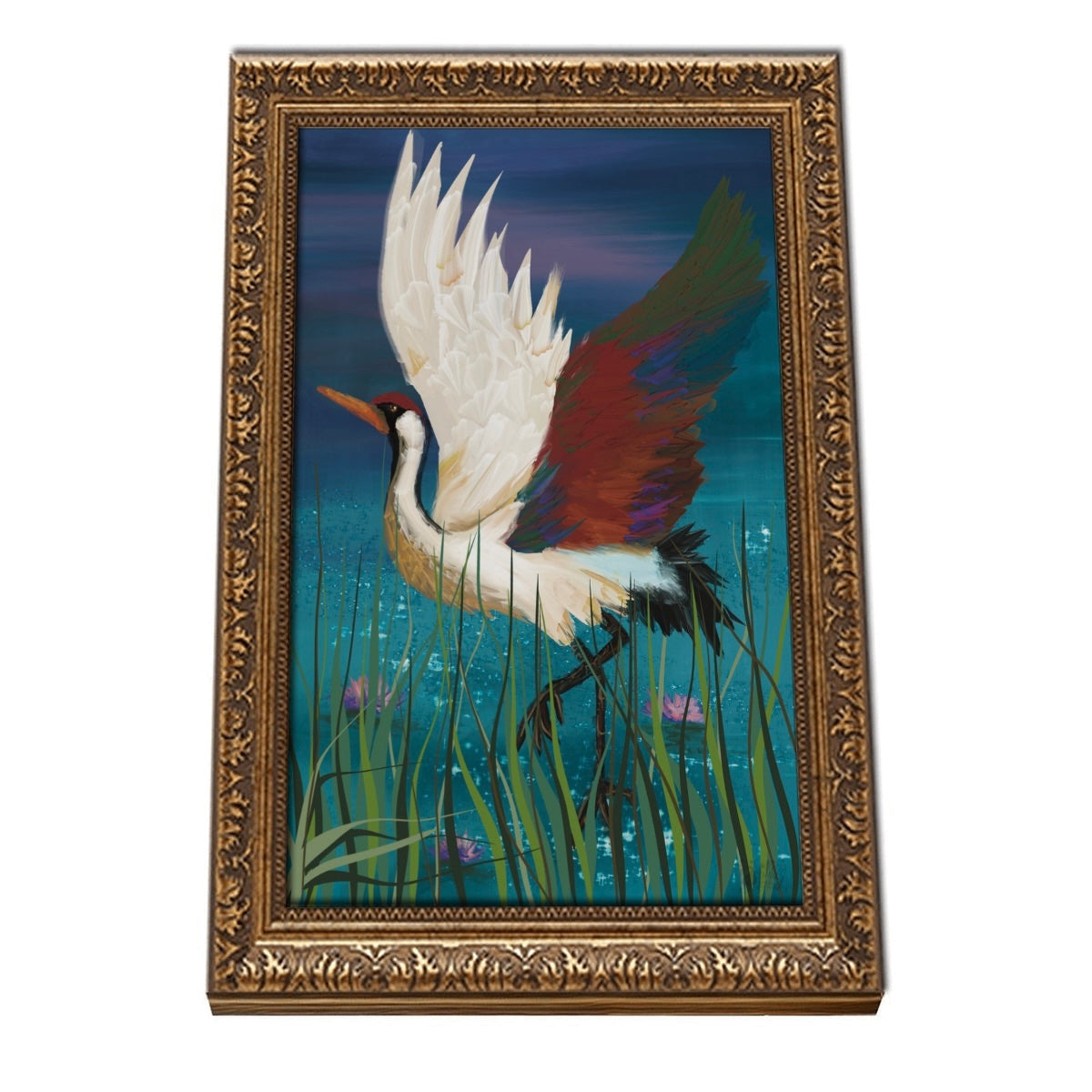 Vintage Gold Framed Canvas Prints Wall Art (3:2) (Made in USA) Crane