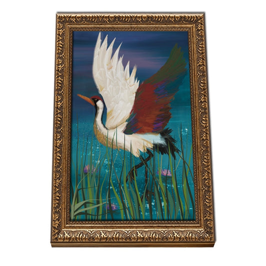 Vintage Gold Framed Canvas Prints Wall Art (3:2) (Made in USA) Crane