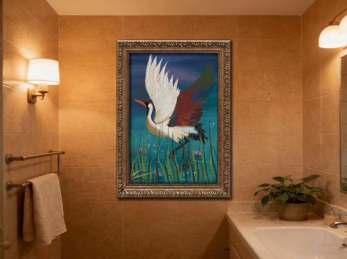 Vintage Gold Framed Canvas Prints Wall Art (3:2) (Made in USA) Crane