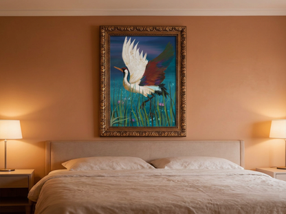 Vintage Gold Framed Canvas Prints Wall Art (3:2) (Made in USA) Crane