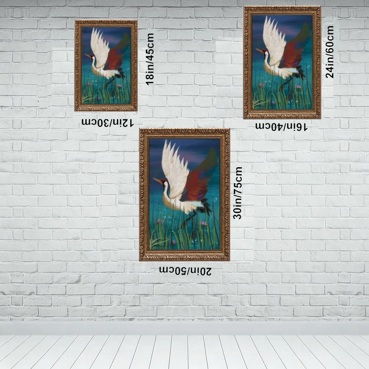 Vintage Gold Framed Canvas Prints Wall Art (3:2) (Made in USA) Crane
