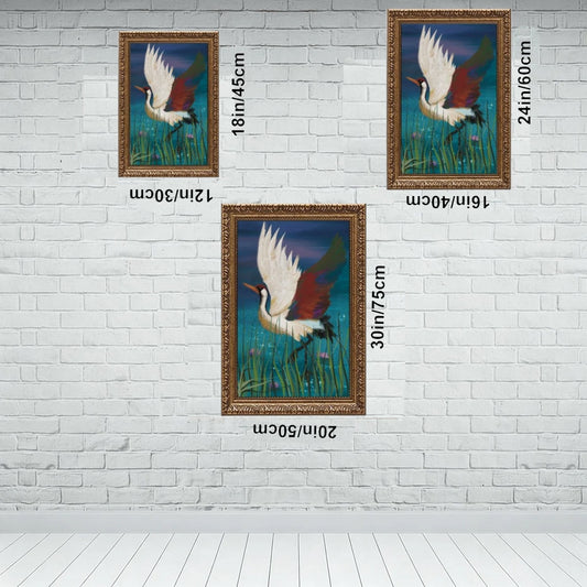 Vintage Gold Framed Canvas Prints Wall Art (3:2) (Made in USA) Crane