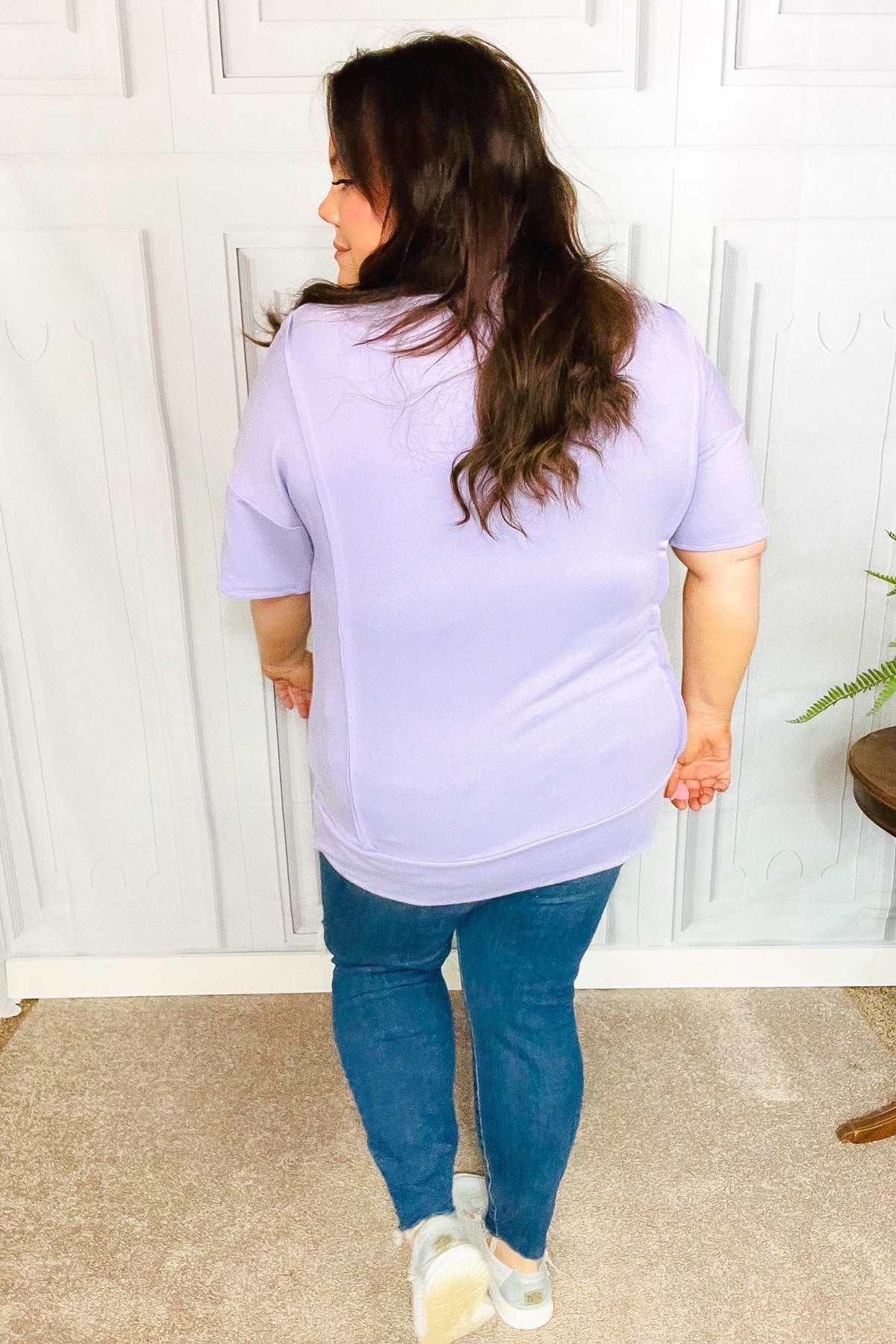 Perfectly Poised Lilac Cut Edge French Terry Top