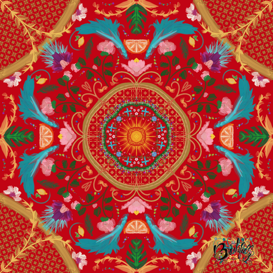 Summer Design Silken Rug- Style Mahjong Mat- shipped rolled- Travel Size