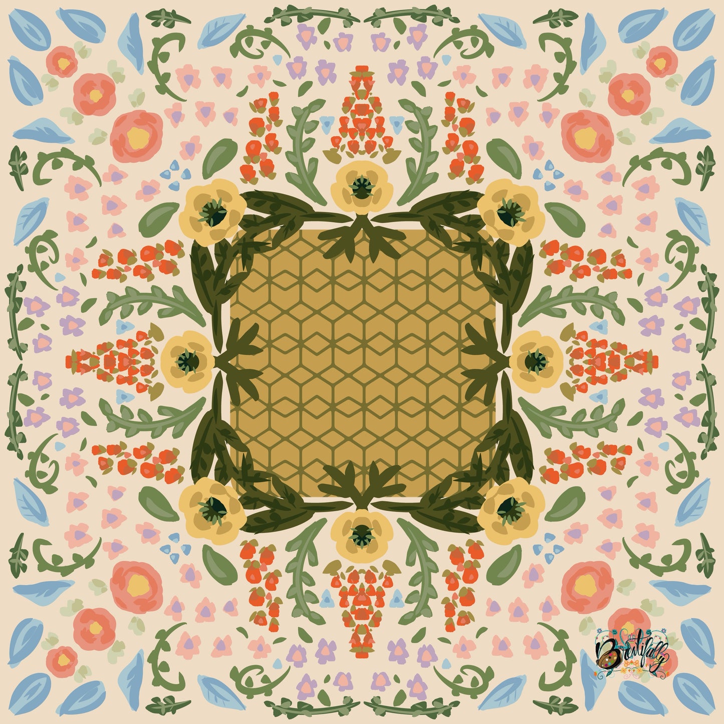 Grandma’s China Design Silken Rug- Style Mahjong Mat- shipped rolled