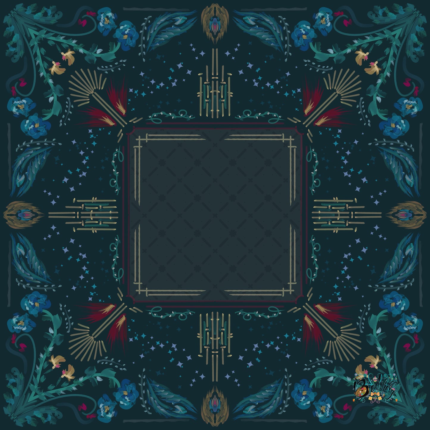 Roaring 20’s art deco mat- Mahjong Mat 31.5"x31.5" (Ship Rolled up)