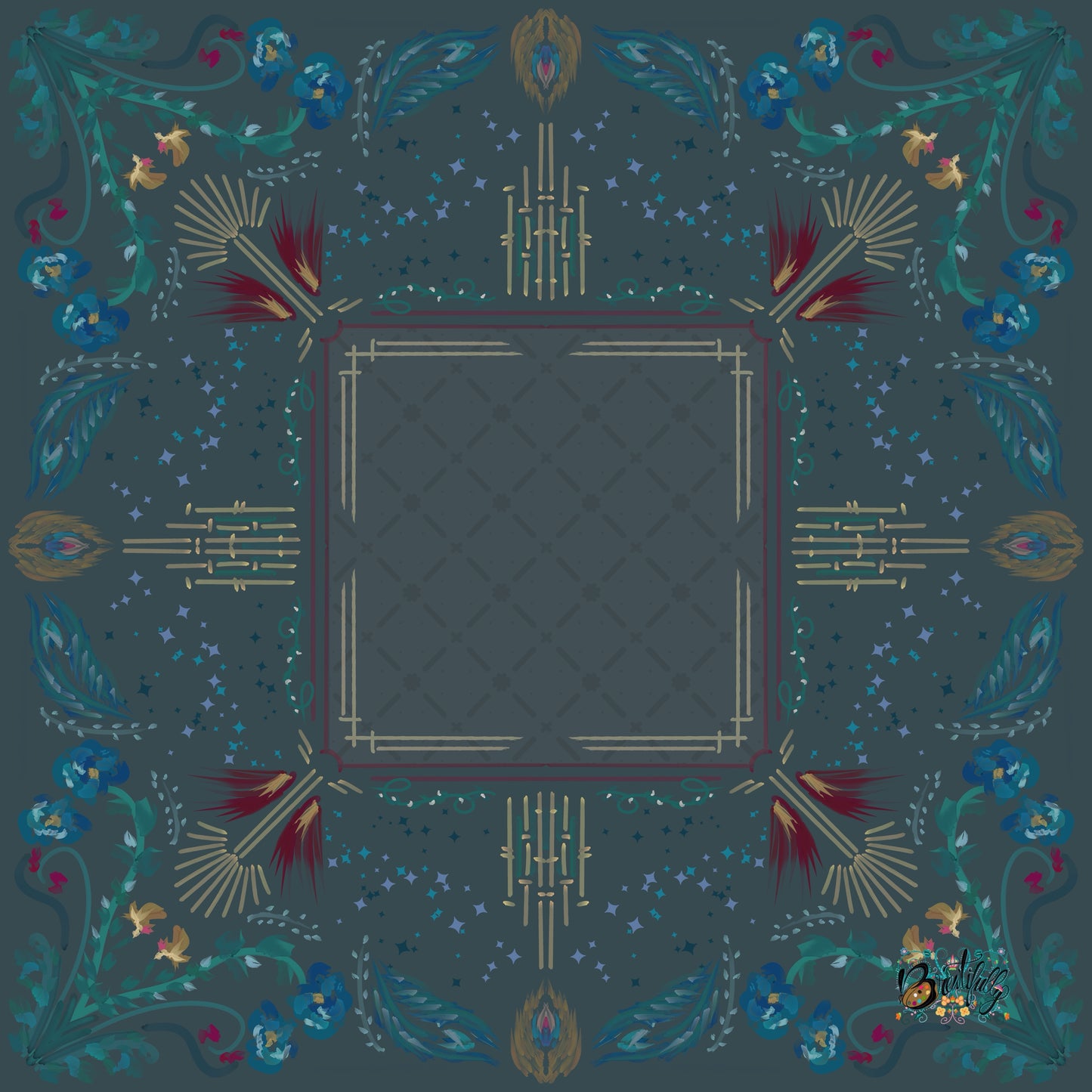 Roaring 20’s art deco mat- Mahjong Mat 31.5"x31.5" (Ship Rolled up)