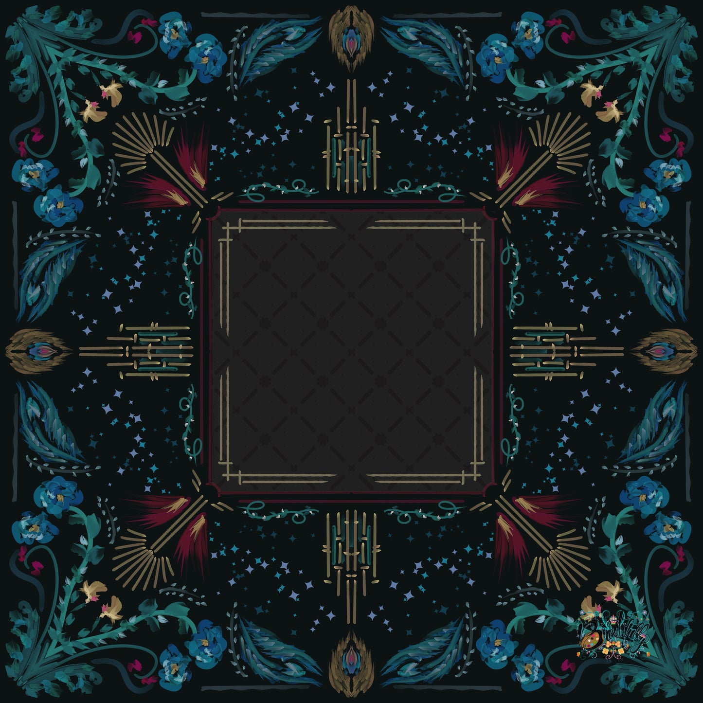 Roaring 20’s art deco mat- Mahjong Mat 31.5"x31.5" (Ship Rolled up)