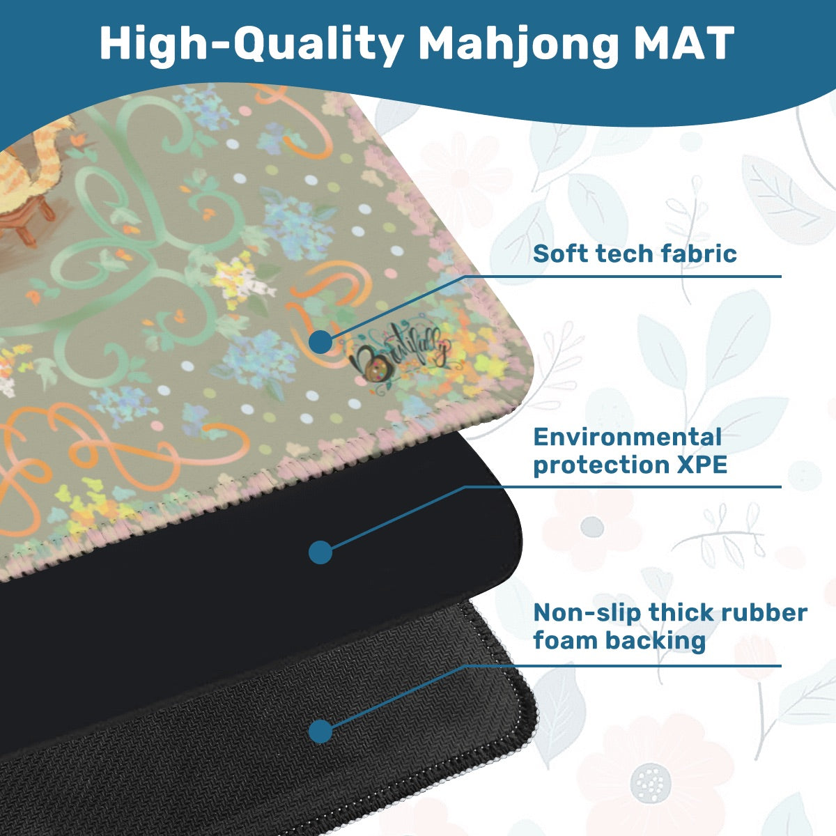 Pretty, pretty playgroup Mahjong Mat 31.5"x31.5" (Ship Rolled up)