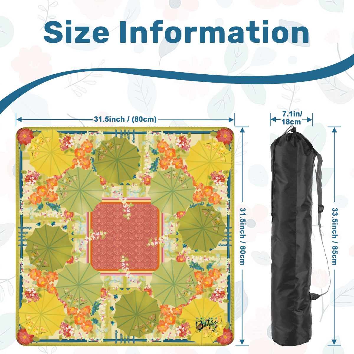 Umbrellas Mahjong Mat 31.5"x31.5" (Ship Rolled up)