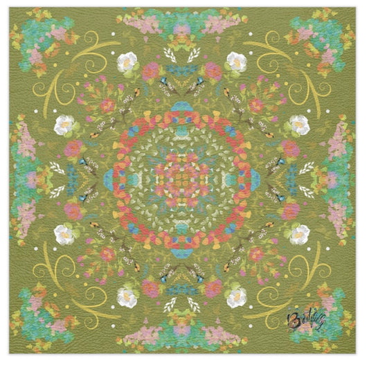 33.5” textured leatherette mahjong mat with bag-Spring Green