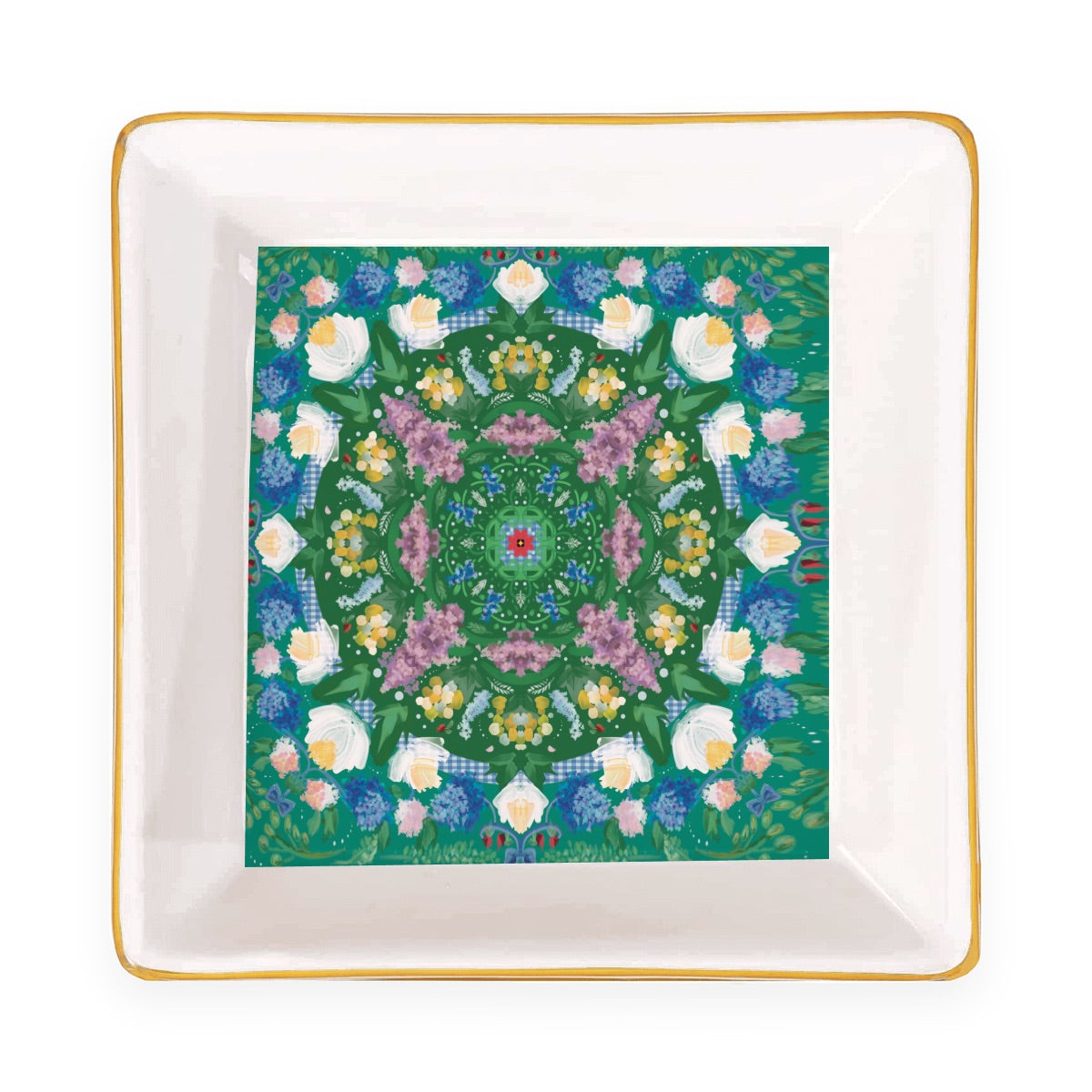 Gold Trim Dice Dish- variety of patterns