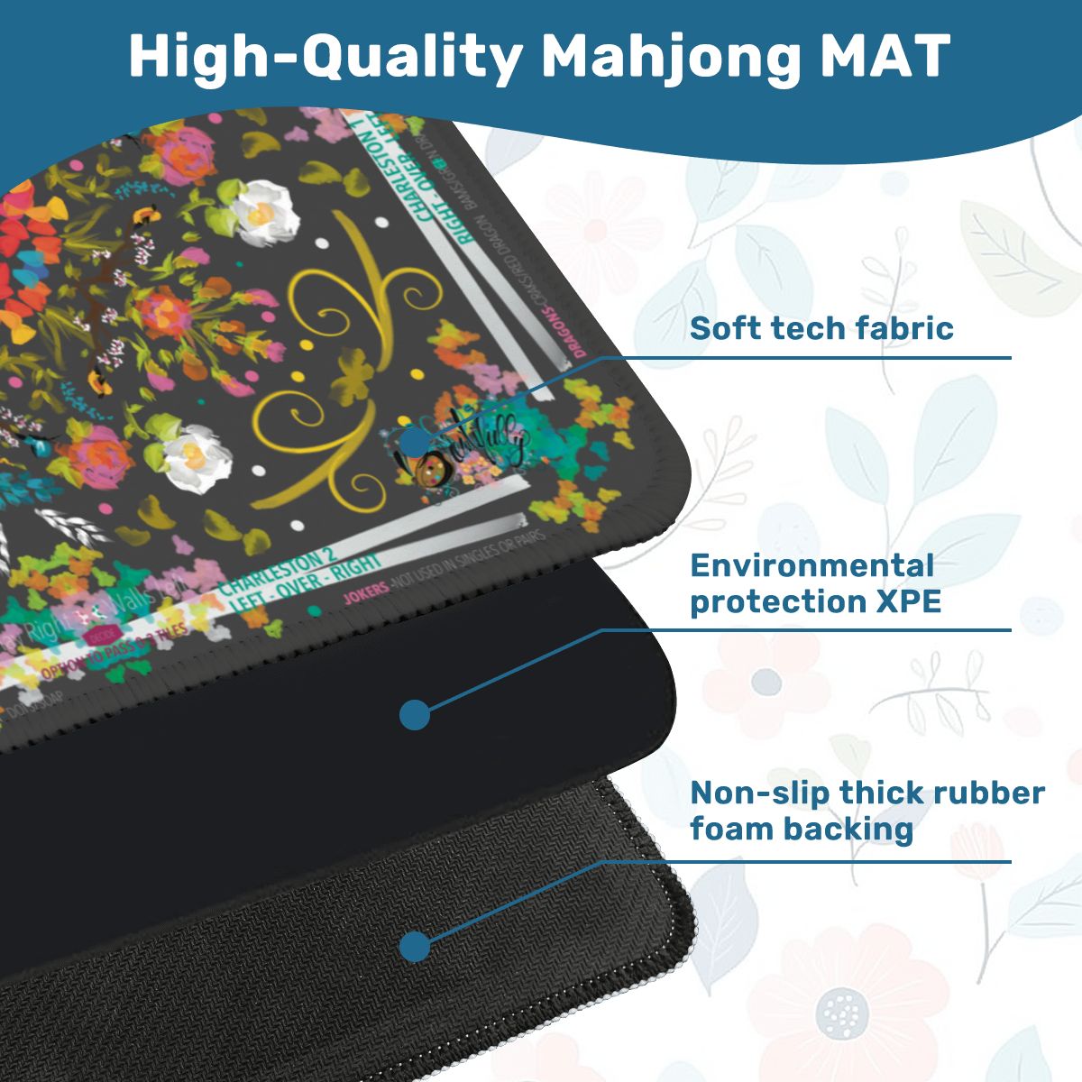 Summer on Slate- Mini Travel Mahjong Mat 20.9"x20.9" (Ship Rolled up)