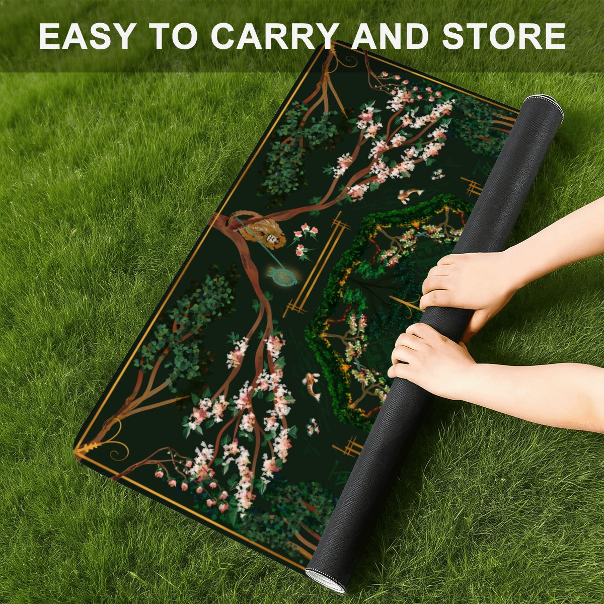 Chinoiserie Deep Forest-Mini Travel Mahjong Mat 20.9"x20.9" (Ship Rolled up)