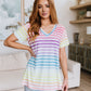 Looking for Rainbows V-Neck Striped Top