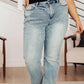 Miranda High Rise Plaid Cuff Vintage Straight Jeans