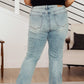 Miranda High Rise Plaid Cuff Vintage Straight Jeans