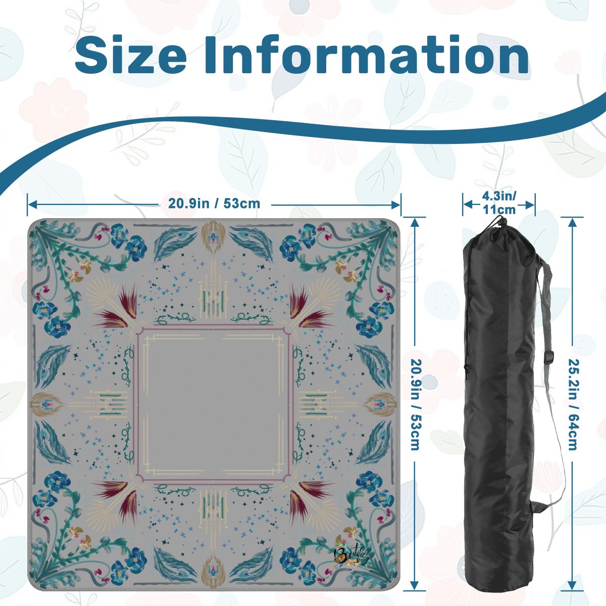Roaring 20’s Dove Grey- Mini Travel Mahjong Mat 20.9"x20.9" (Ship Rolled up)