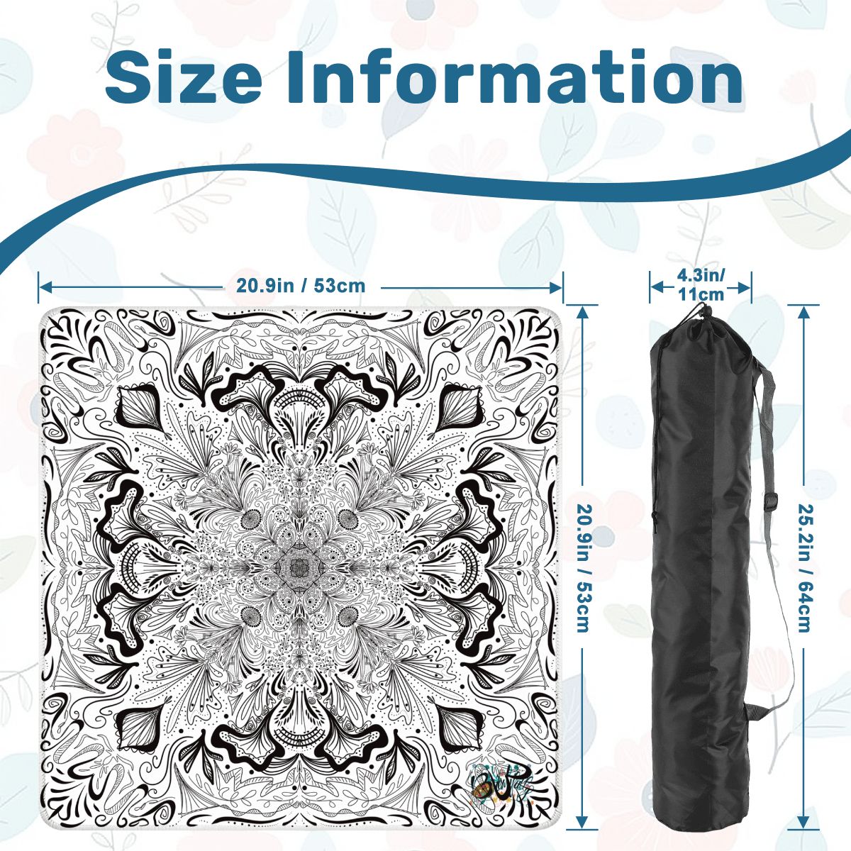 Black on white bandana Mini Travel Mahjong Mat 20.9"x20.9" (Ship Rolled up)