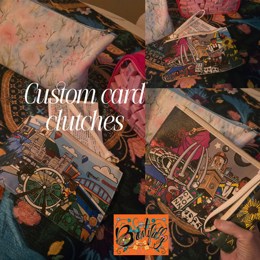 Custom mahjong card vegan leather carrying clutch bag