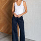 Resort Travel Wide Leg Crop Pant in  Navy