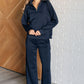 Resort Travel Wide Leg Crop Pant in  Navy
