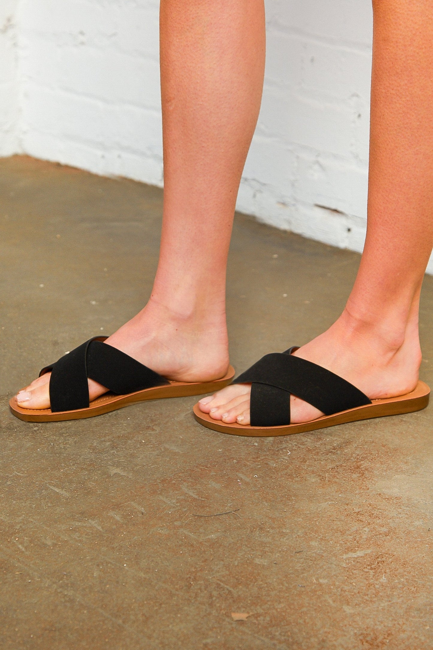 Jet Black Crisscross Sandal