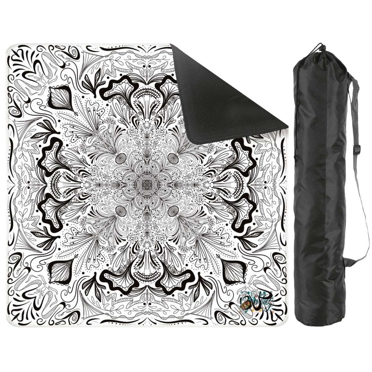 Black on white bandana Mini Travel Mahjong Mat 20.9"x20.9" (Ship Rolled up)