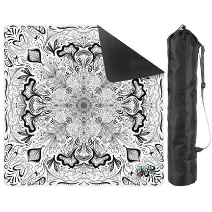 Black on white bandana Mini Travel Mahjong Mat 20.9"x20.9" (Ship Rolled up)