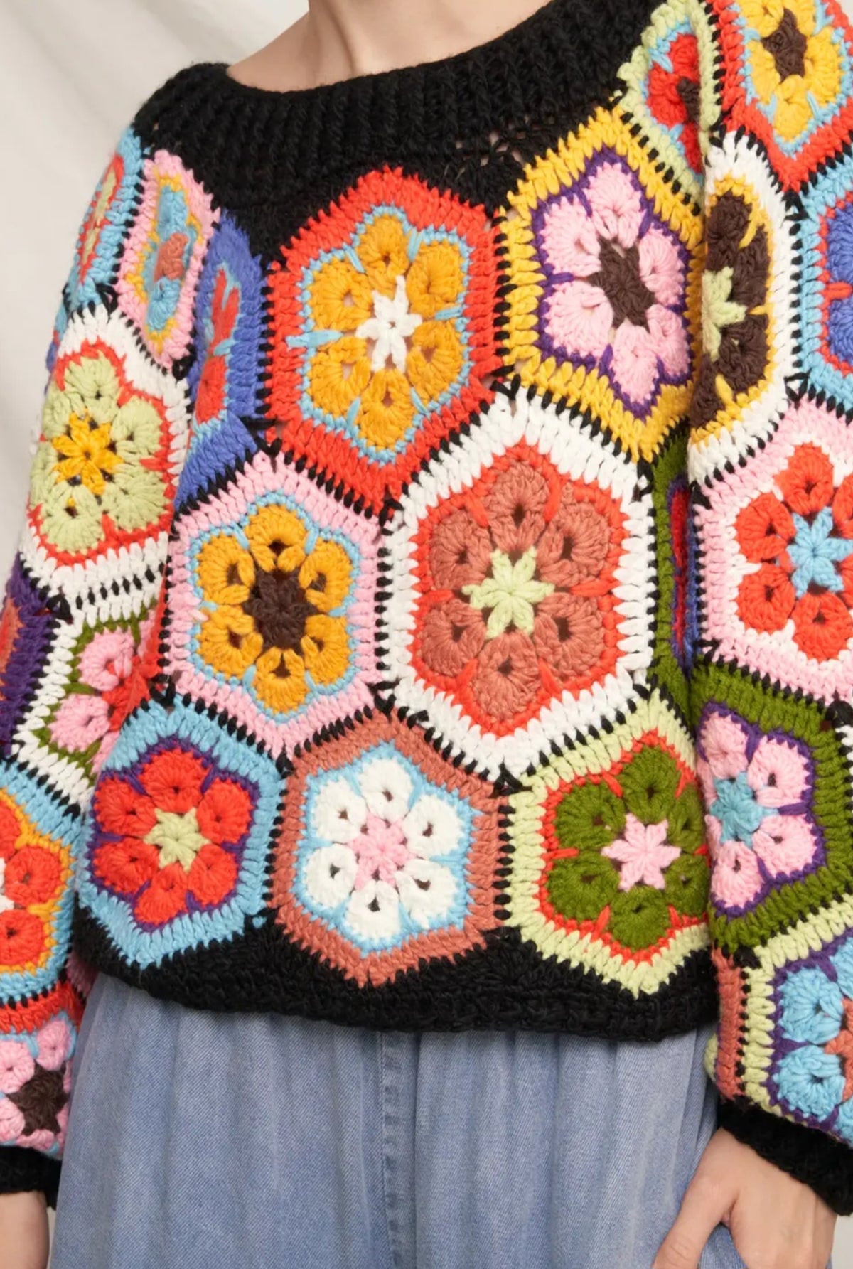 Oversized Granny Square Crocheted sweater