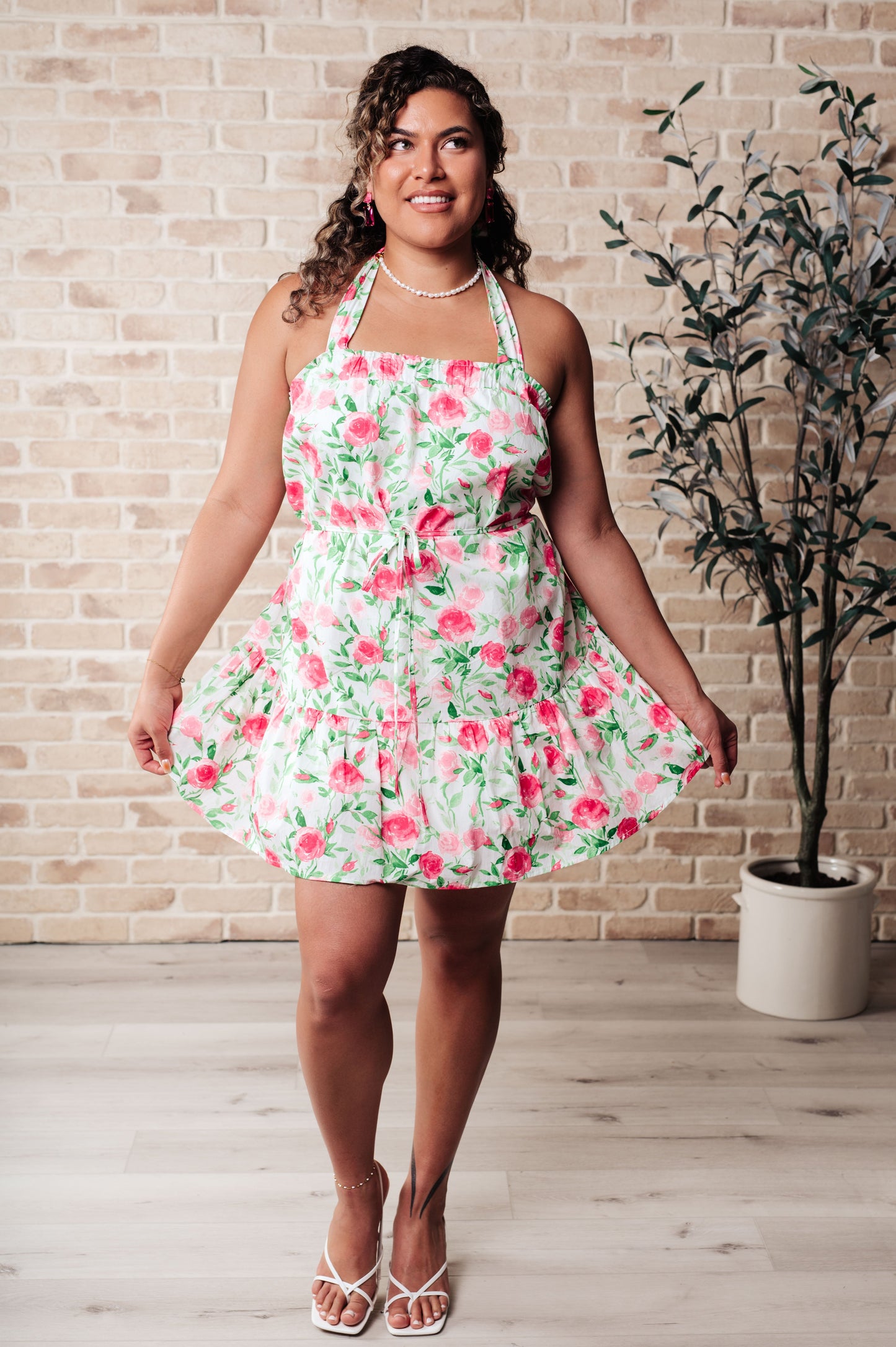 Soul Tied Floral Dress in Pink