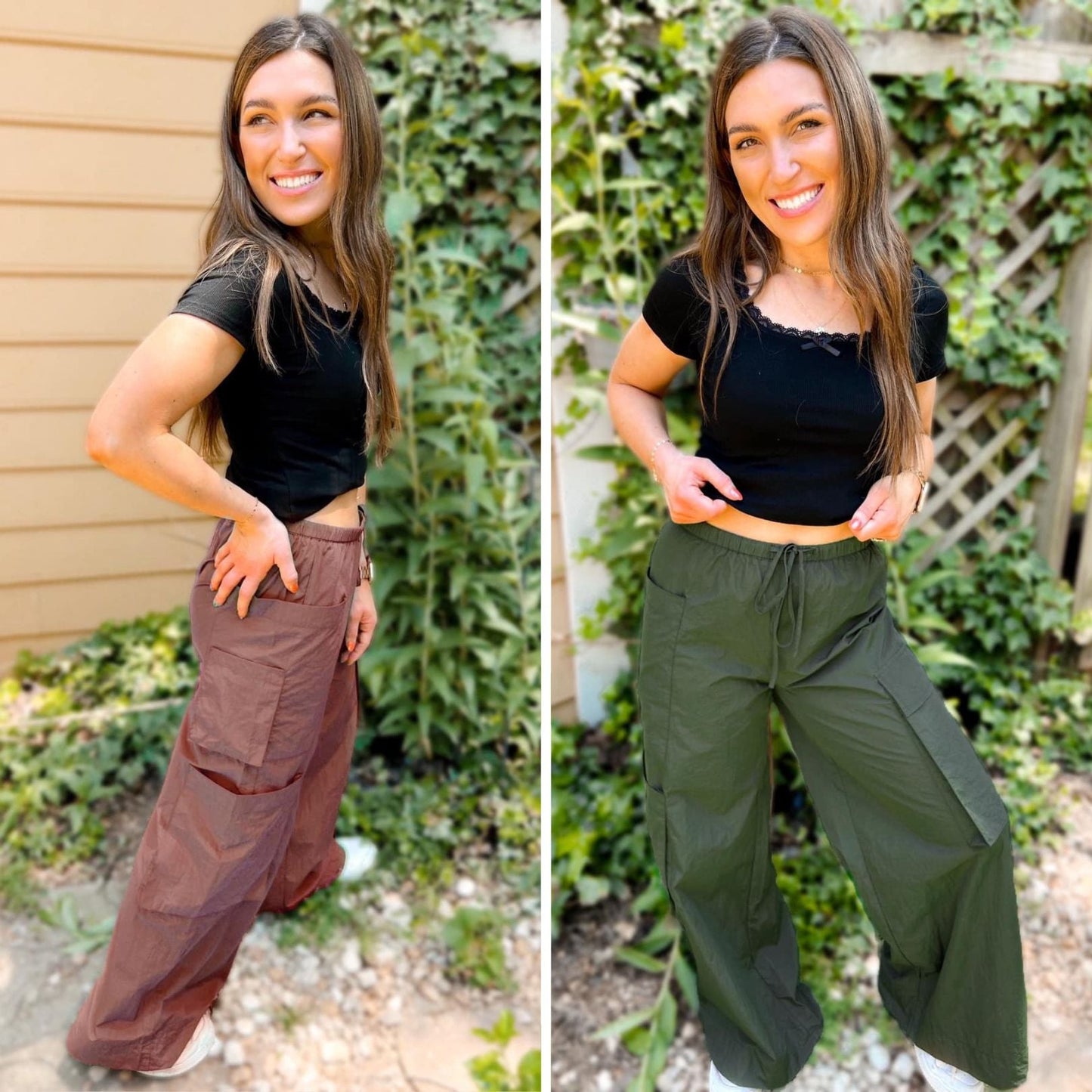 PREORDER: Archer Asymmetrical Pocket Wide Leg Cargo Pants in Two Colors