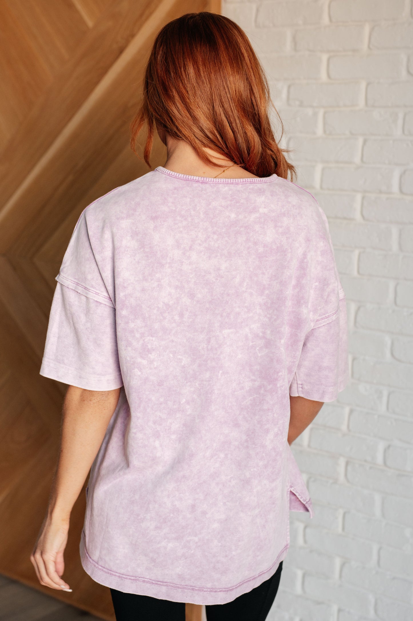 Unbothered Mineral Wash Top in Orchid Petal