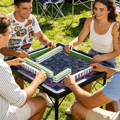 Stitched Heron-Navy Mini Travel Mahjong Mat 20.9"x20.9" (Ship Rolled up)
